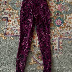 Purple Leopard Print Lululemon leggings 23in